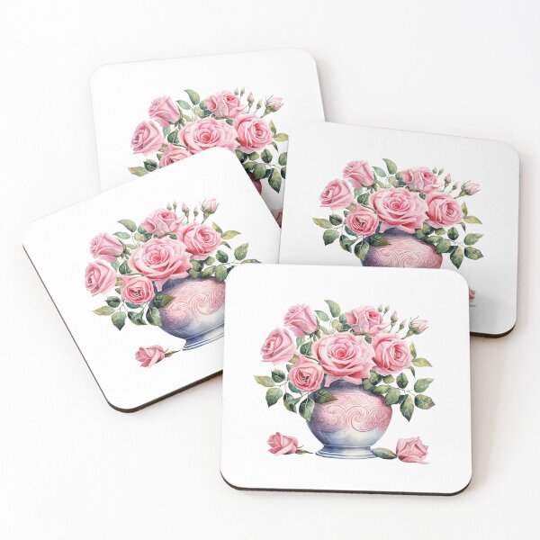Item preview, Pink Rose Vase | Elegant Floral Aesthetic Art designed and sold by Mandayartstudio.