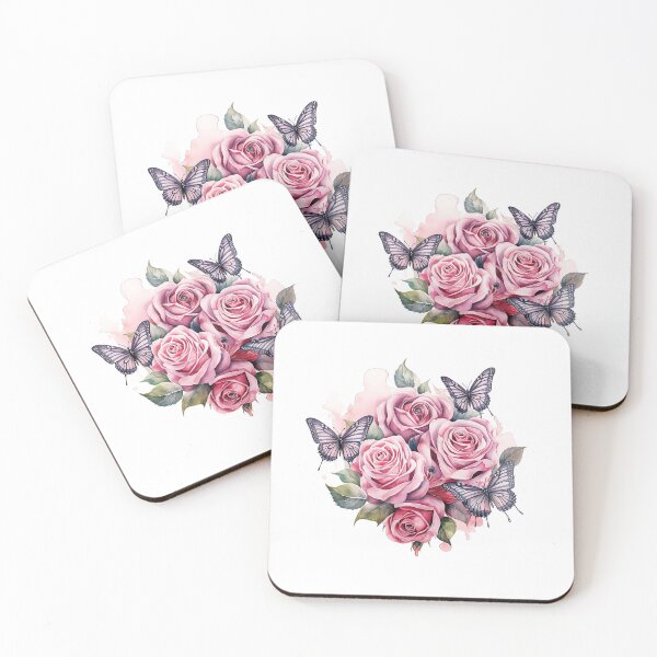 Item preview, Pink Rose Butterfly | Elegant Floral Aesthetic Art designed and sold by Mandayartstudio.