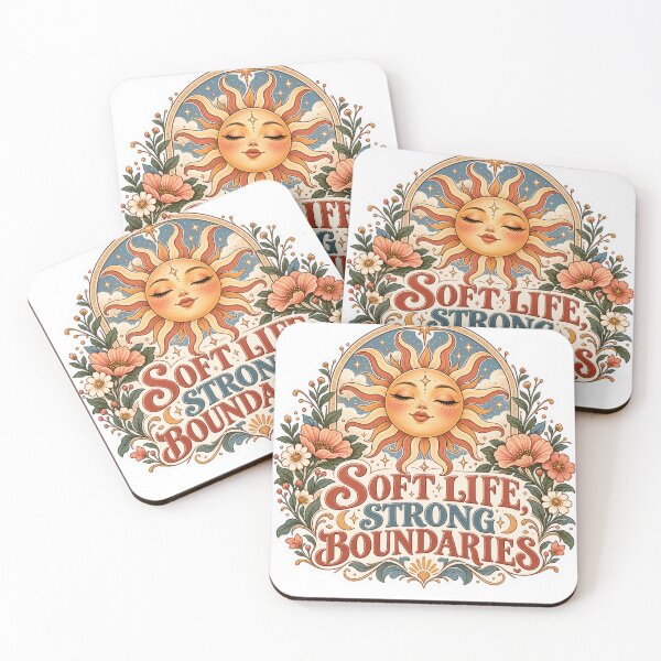 Item preview, Soft Life Strong Boundaries Celestial Sun Floral Sticker designed and sold by CoquetteLunaCo.