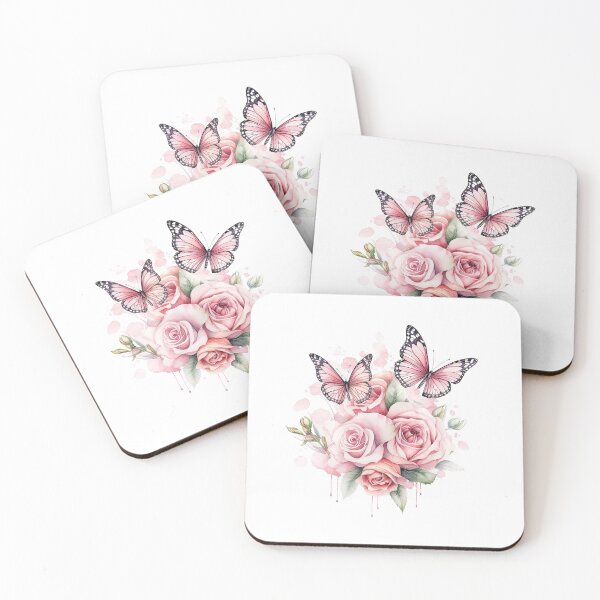 Item preview, Pink Rose Butterfly | Elegant Floral Aesthetic Art designed and sold by Mandayartstudio.