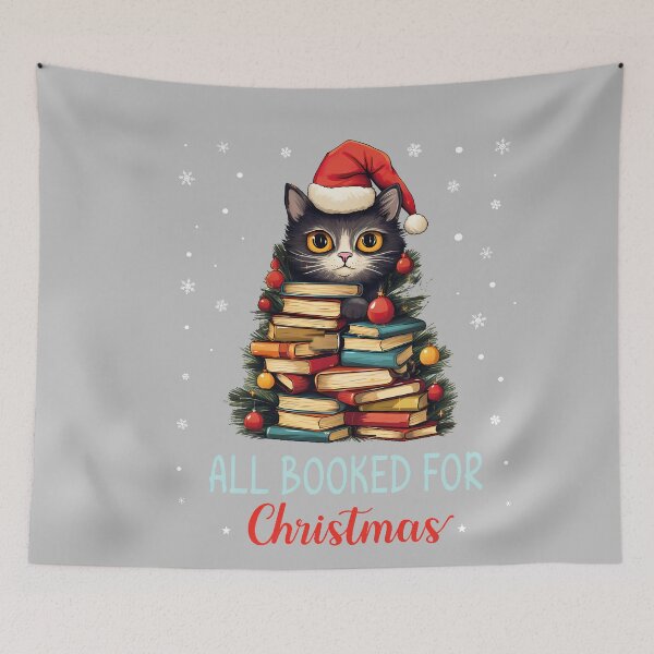 Item preview, All Booked For Christmas Black Cat Santa Christmas Book Tree designed and sold by mjohnson9.