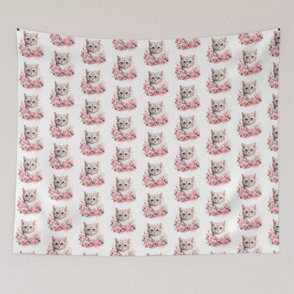 Item preview, Pink Rose Cat | Elegant Floral Aesthetic Art designed and sold by Mandayartstudio.