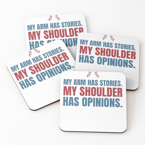 Item preview, My Arm Has Stories. My Shoulder Has Opinions. Funny Baseball Shirt designed and sold by Dock & Diamond Co..