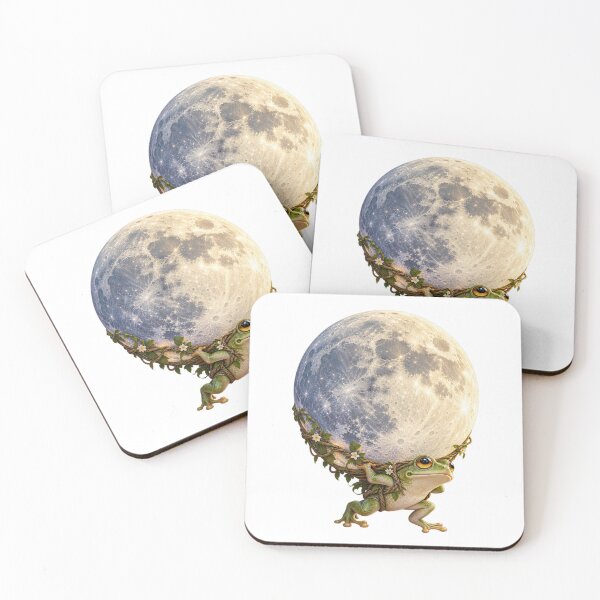 Item preview, Tiny Frog Carrying a Giant Moon – Whimsical Surreal Fantasy Art designed and sold by okay 2 look .