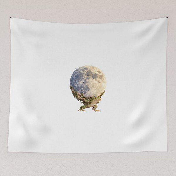 Item preview, Tiny Frog Carrying a Giant Moon – Whimsical Surreal Fantasy Art designed and sold by okay 2 look .