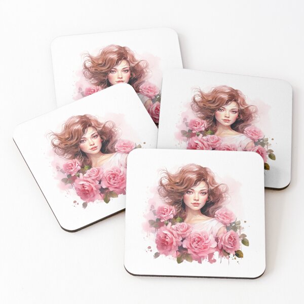 Item preview, Pink Rose Girl | Elegant Floral Aesthetic Art designed and sold by Mandayartstudio.