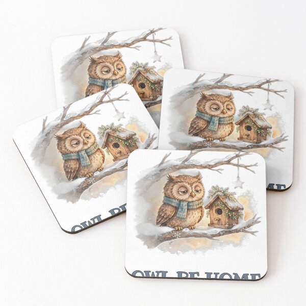 Item preview, Owl Be Home for Christmas - Cozy Owl on Snowy Branch with Birdhouse designed and sold by Foriart.