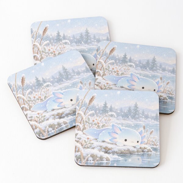 Item preview, Axolotl Resting on a Snowy Winter Lakeshore designed and sold by AshiraCreations.