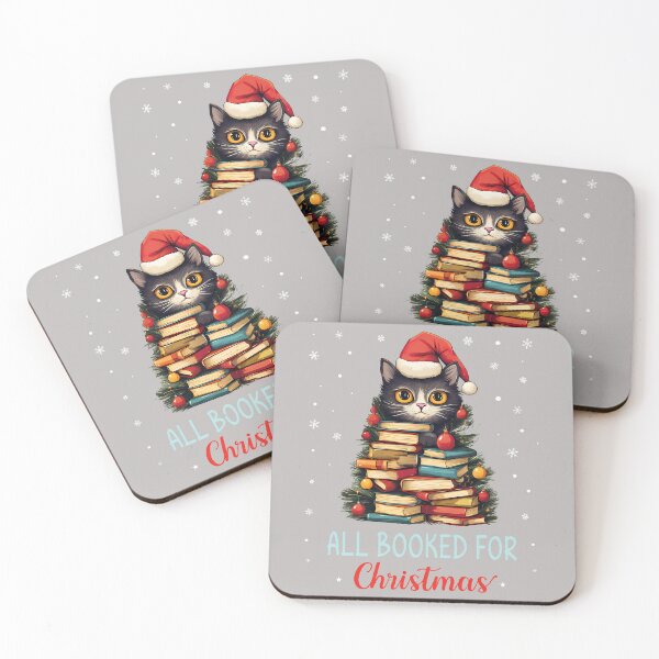 Item preview, All Booked For Christmas black Cat Santa Teacher Books Tree designed and sold by mjohnson9.