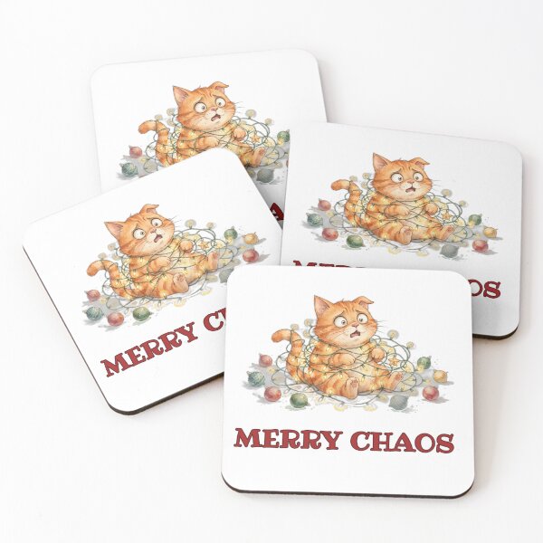 Item preview, Merry Chaos - Orange Cat Tangled in Christmas Lights  designed and sold by Foriart.