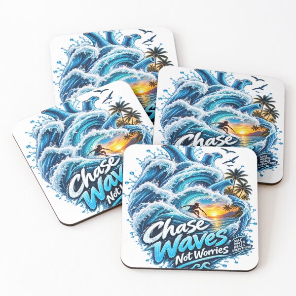 Item preview, Chase Waves Not Worries – Surfer Ocean Wave Heart Art designed and sold by The Happiness Market .
