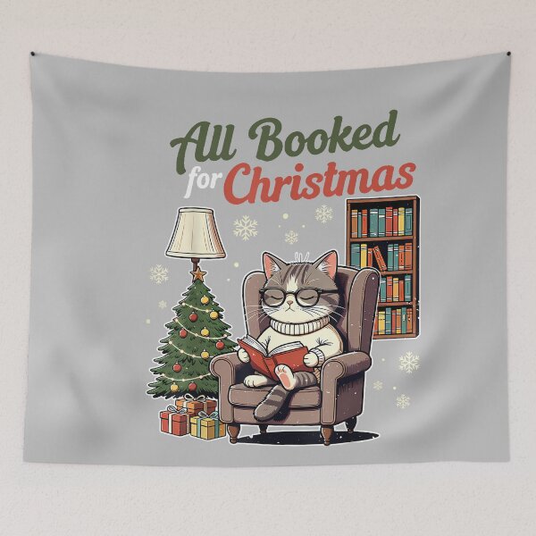 Item preview, All Booked for Christmas Cute Bookish Cat Lover designed and sold by mjohnson9.