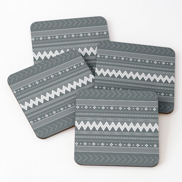 Item preview, Charcoal Grey and White Geometric Tribal Pattern designed and sold by Kelly Dietrich Mandalas & Colorful Patterns.