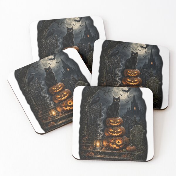 Item preview, Black Cat Halloween Jack O Lantern Gothic Graveyard Night designed and sold by MiniSaga Shop.