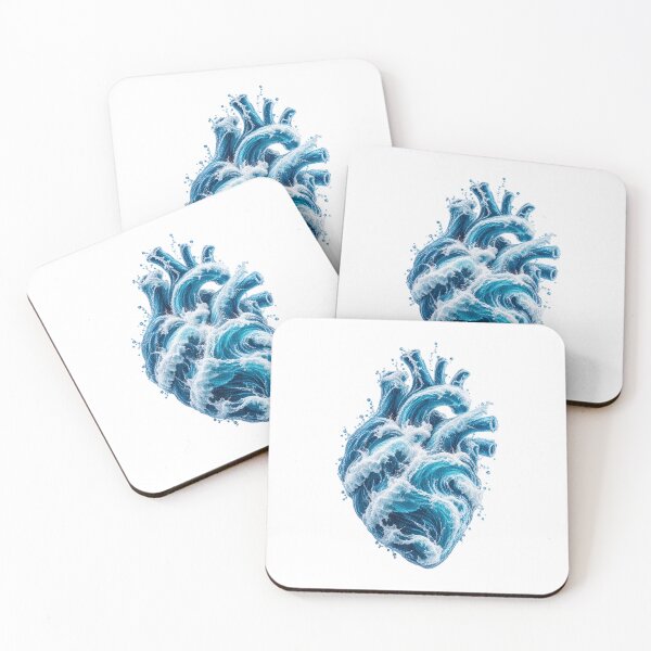 Item preview, Ocean Wave Heart – Blue Water Anatomical Heart Art designed and sold by The Happiness Market .