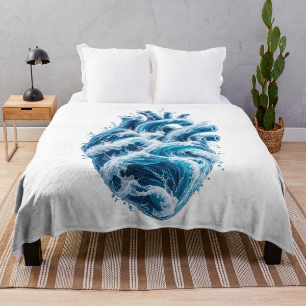 Item preview, Ocean Wave Heart – Blue Water Anatomical Heart Art designed and sold by The Happiness Market .