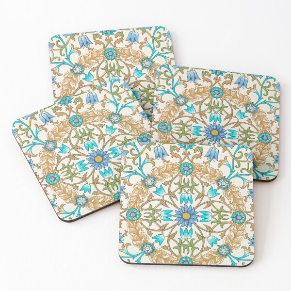 Item preview, William Morris Wreath Blue Turquoise Gold Pattern designed and sold by AuraMuse Studio.