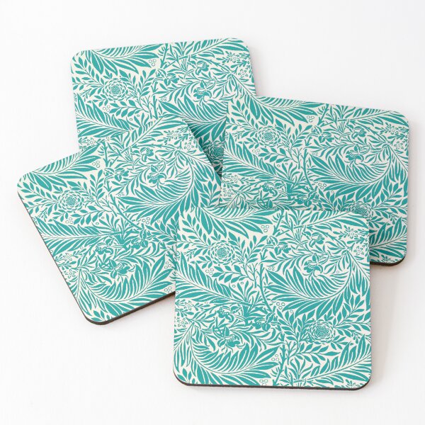 Item preview, William Morris Larkspur Teal Cream Pattern designed and sold by AuraMuse Studio.
