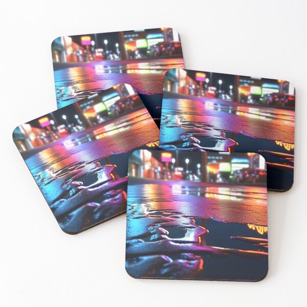 Item preview, Rainy Night Street Scene with Colorful Vibrant Reflections designed and sold by DEC02.