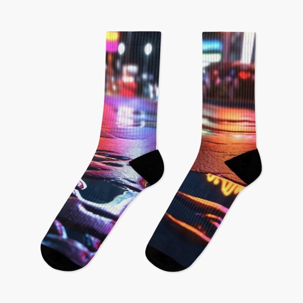 Item preview, Rainy Night Street Scene with Colorful Vibrant Reflections designed and sold by DEC02.