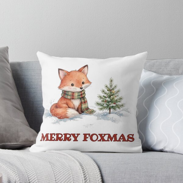 Item preview, Merry Foxmas - Fox in Plaid Scarf by Tiny Pine Watercolor - chritsmas Holiday vibe designed and sold by Foriart.