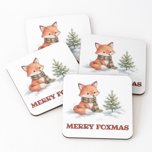 Item preview, Merry Foxmas - Fox in Plaid Scarf by Tiny Pine Watercolor - chritsmas Holiday vibe designed and sold by Foriart.