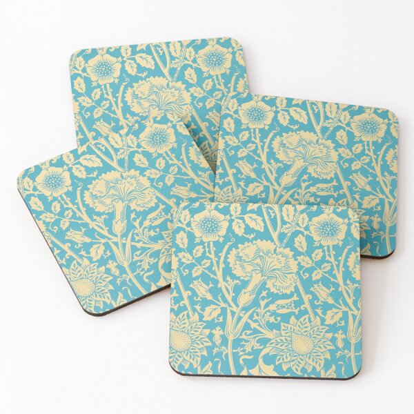 Item preview, William Morris Pink Rose Turquoise Cream Pattern designed and sold by AuraMuse Studio.