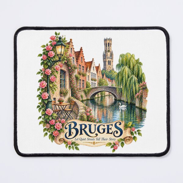 Item preview, Bruges Belfry and Canal Floral Watercolor designed and sold by skyartdesign.