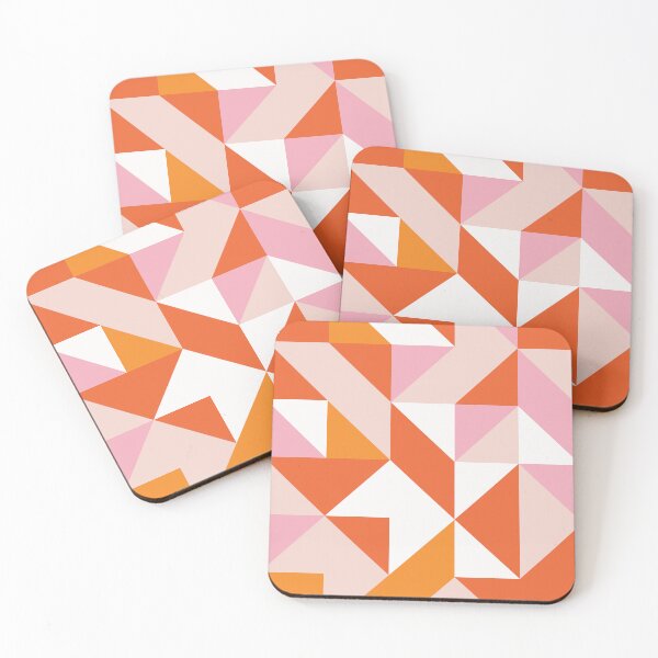 Item preview, Geometric Mid Century Modern Orange Pink Red and White Pattern designed and sold by Kelly Dietrich Mandalas & Colorful Patterns.
