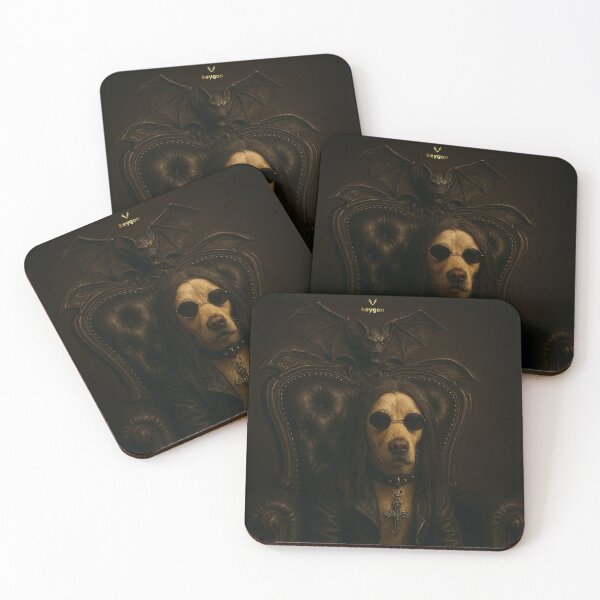 Item preview, Ozzy Dog Rocker Gothic Throne Graphic Art Print & Sticker designed and sold by keygon.