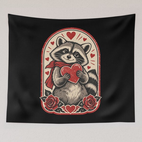 Item preview, Cute Valentine Raccoon Love Graphic designed and sold by HeleneKarlsen.