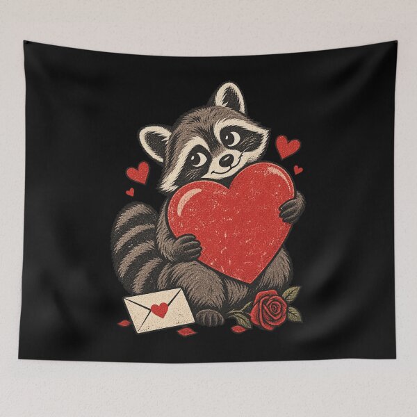Item preview, Cute Raccoon Holding A Red Heart designed and sold by HeleneKarlsen.