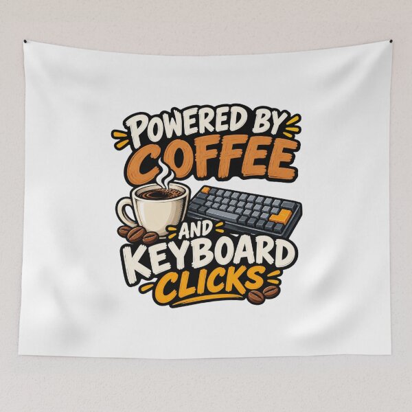 Item preview, Powered By Coffee And Keyboard Clicks - Mechanical Keyboard Lover designed and sold by The Happiness Market .