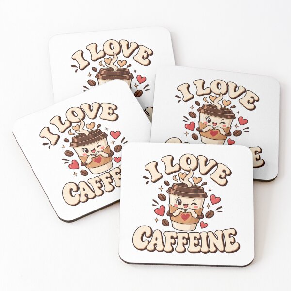 Item preview, I Love Caffeine Cute Retro Coffee Cup Kawaii Coffee Beans Heart Aesthetic designed and sold by Photo-Sphere101.
