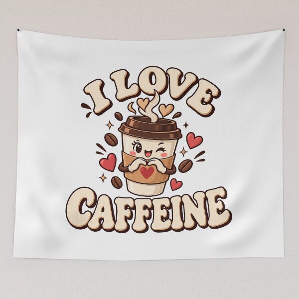 Item preview, I Love Caffeine Cute Retro Coffee Cup Kawaii Coffee Beans Heart Aesthetic designed and sold by Photo-Sphere101.