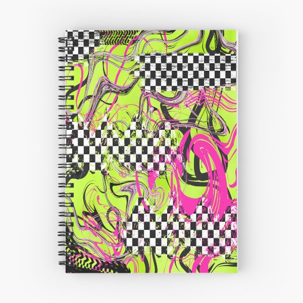Item preview, Neon Swirl Checkered Pattern Cyber Y2K Scenecore Aesthetic designed and sold by Side By Side Studio.