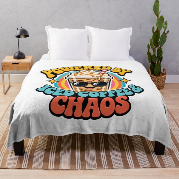 Item preview, Powered By Iced Coffee And Chaos Retro Groovy Aesthetic designed and sold by Prime Pixel USA.