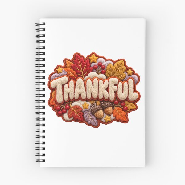 Item preview, Thankful Fall Embroidered Patch Style Typography designed and sold by PalleteCreation.