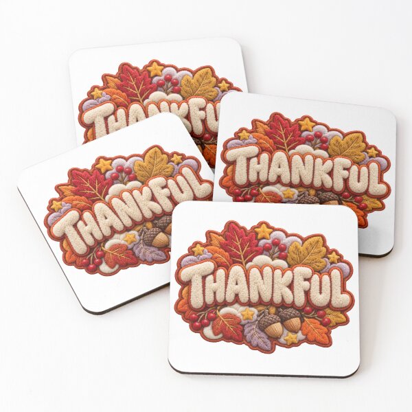Item preview, Thankful Fall Embroidered Patch Style Typography designed and sold by PalleteCreation.