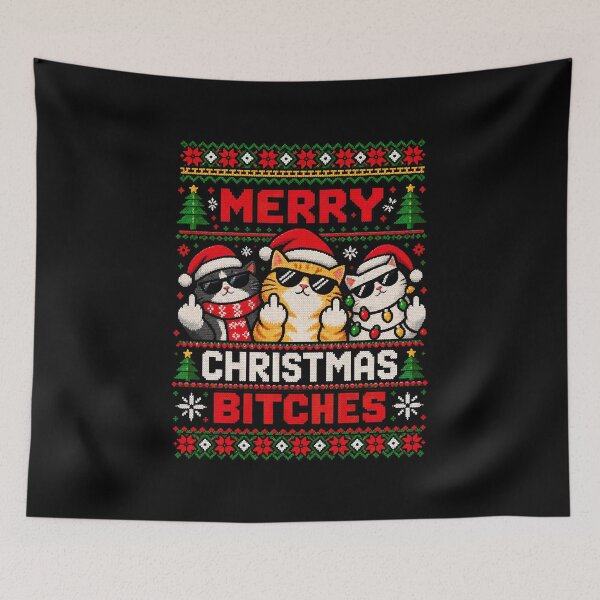 Item preview, Cat Christmas Meme, Middle Finger Cat Ugly Sweater designed and sold by graphic-genie.
