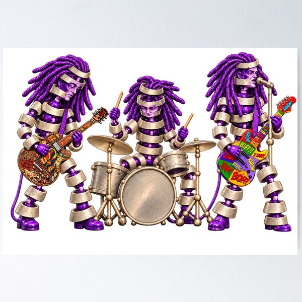 Item preview, Purple Dreadlock Robot Rock Trio designed and sold by Slyfish.