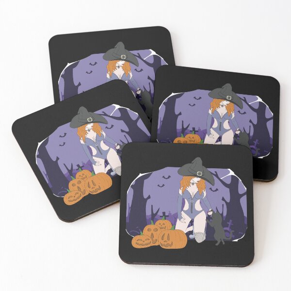 Item preview, Witch With Jack-o-lanterns and Black Cat Spooky Halloween Illustration designed and sold by Hedon77.
