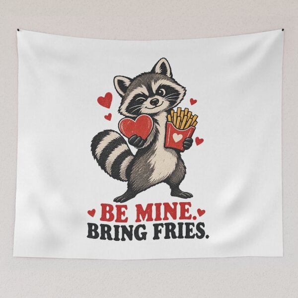 Item preview, Be Mine Bring Fries Raccoon designed and sold by HeleneKarlsen.