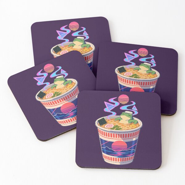 Item preview, Vaporwave Frog Relaxing in Synthwave Ramen Cup designed and sold by KungPowUnicorn.
