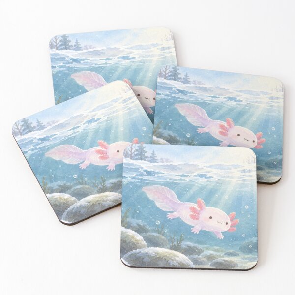 Item preview, Axolotl Swimming Through Sunbeams Beneath Winter Ice designed and sold by AshiraCreations.