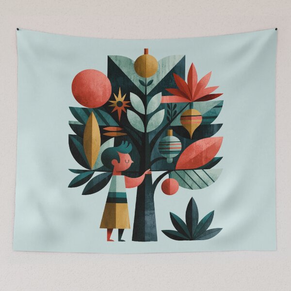 Item preview, Geometric Abstract Tree and Figure Illustration designed and sold by colorful-white.