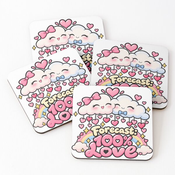 Item preview, Forecast: 100% Love – Cute Romantic Kawaii Clouds designed and sold by Lovestickerco.