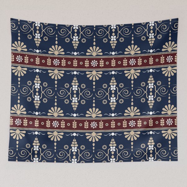 Item preview, Elegant Heritage Floral Pattern in Navy and Burgundy for a Timeless Decorative Style designed and sold by CHANCHANAI.