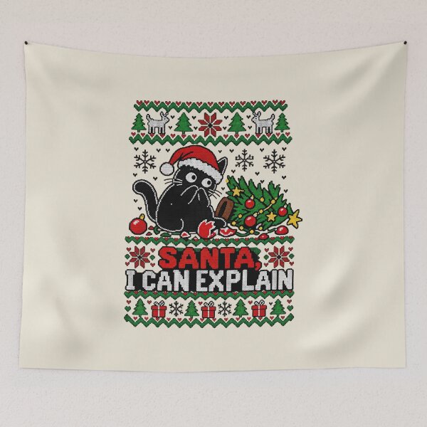 Item preview, Dear Santa I Can Explain Funny Black Cat Ugly Christmas Sweater designed and sold by graphic-genie.