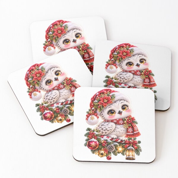 Item preview, Cute Kawaii Christmas Baby Owl Santa Hat Sticker designed and sold by kawaiiaianimals.